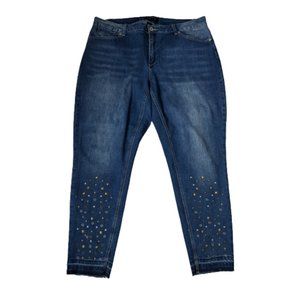 Ashley Stewart Stud Embellished Blue Jeans 18